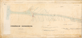 NOC-057000013 Kaart van de Nauernasche Vaart in drie bladen. Eerste blad, van het Noordzeekanaal tot ca. Westzaan. Met ...